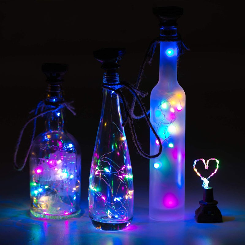 YJFWAL Upgraded 12 Pack Solar Wine Bottle Lights, 20 LEDs Waterproof Copper Light, Bottle Light Fairy Cork String Lights for Yard Patio Decor, DIY Birthday Gift for Mom Grandma Girlfriend(Multicolor) - Image 5